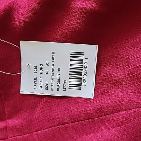 Dessy Collection High-Neck Backless Crepe Trumpet Gown In Burgundy Style… - Picture 9 of 9